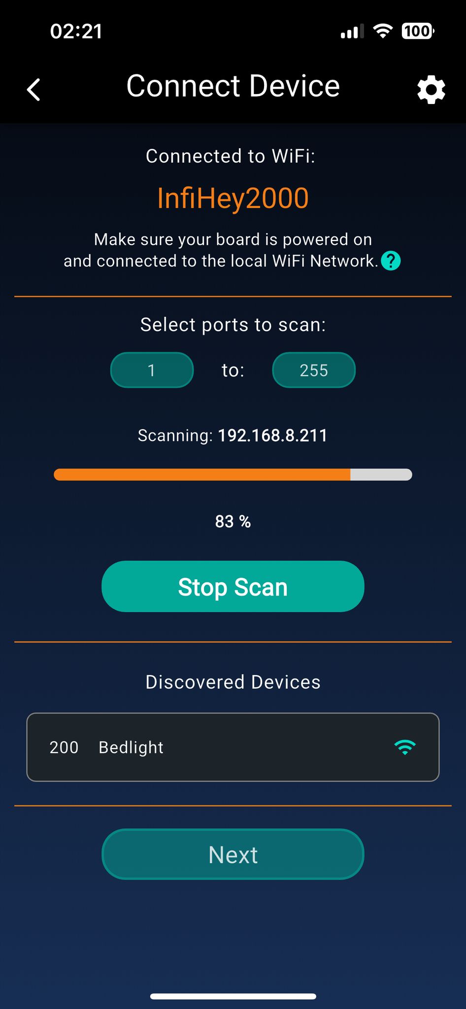 Gemma App: Connect Device Screen