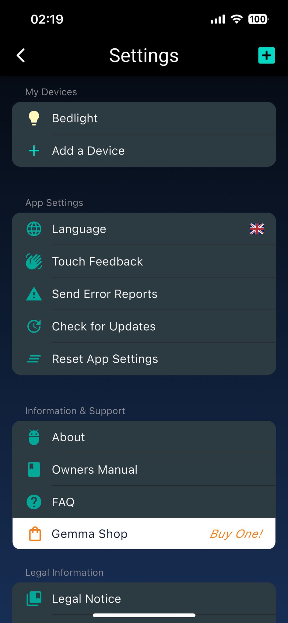 Gemma App: Settings Screen